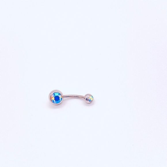 Belly Ring CZ Aurora Borealis - Picture 1 of 2